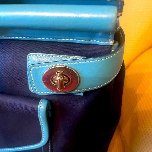 Coach Hampton Double Turnlock Satchel Tote - Picture 10 of 13